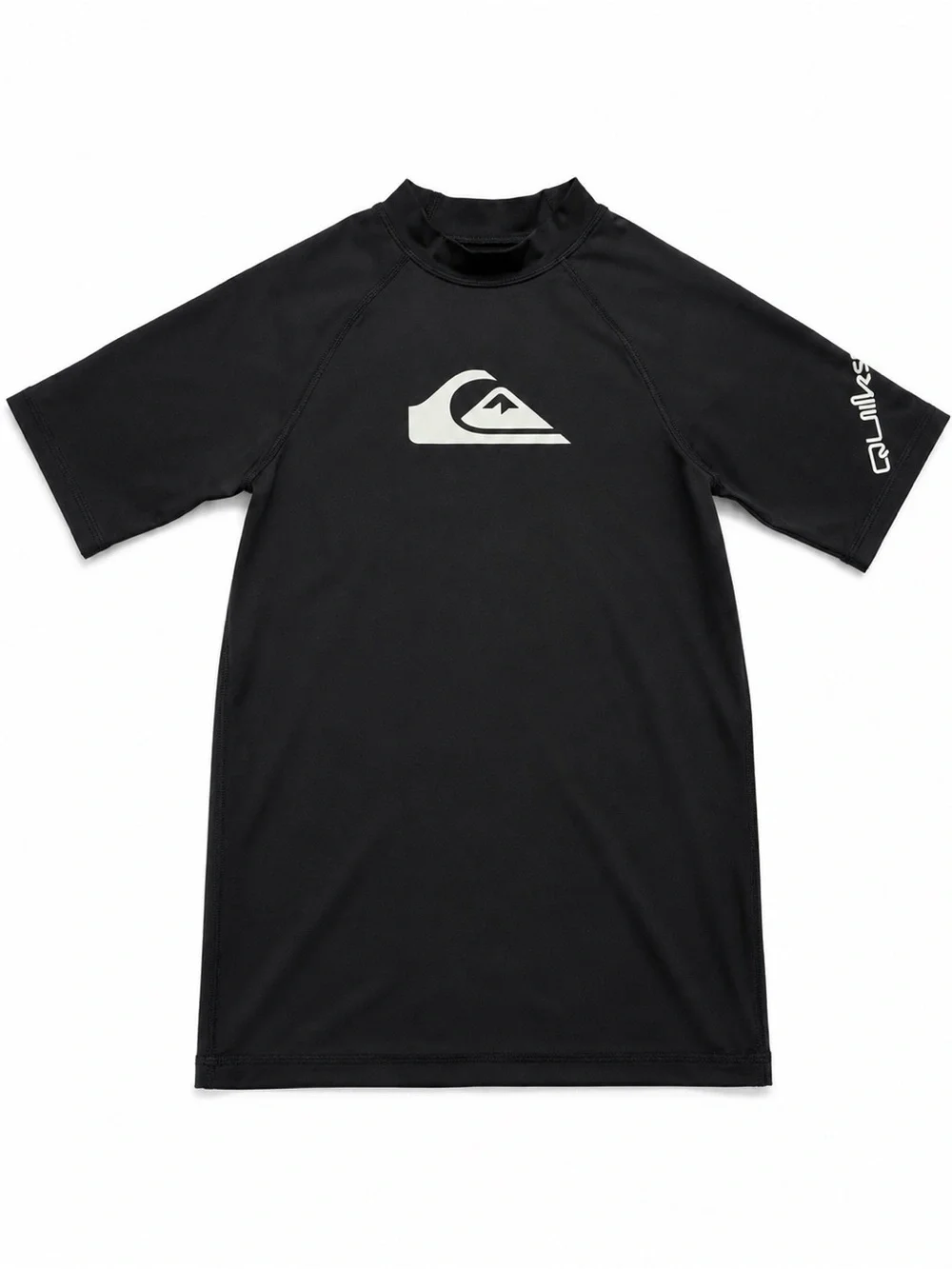 Boys XL Quiksilver Black Short-Sleeve Logo Rash Guard